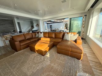 Leather sectional & Ottoman