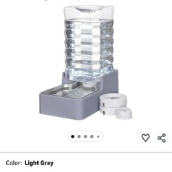 Sfozstra Automatic Lagre Water Dispenser: 9L Dogs Stainless Steel Gravity Light Gray Upgraded Feeder - Two Caps and Filters - Convenient Designed for 