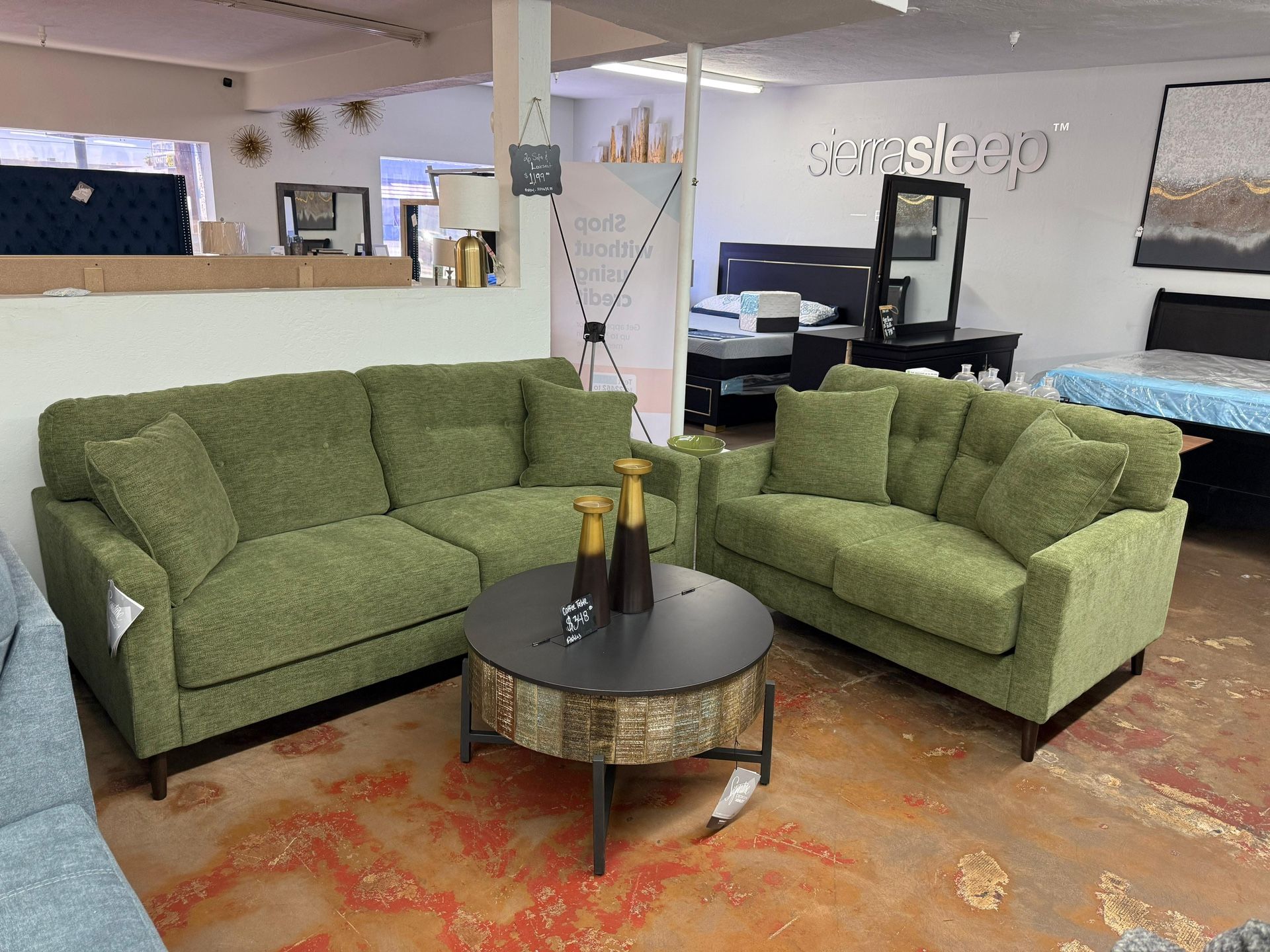 Ashley Sofa And Love Olive Green