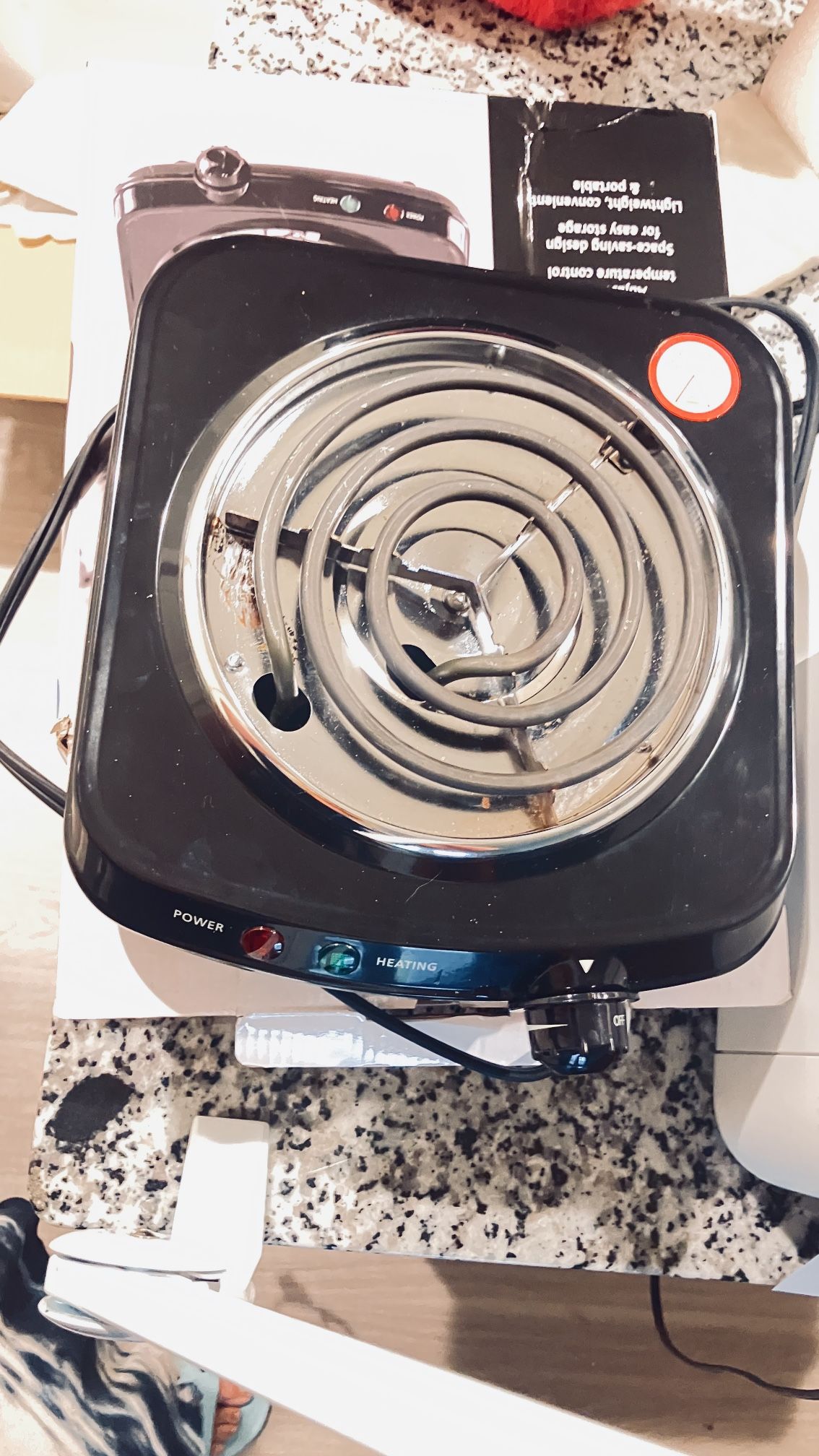 Single Burner Cooktop Adjustable Temperature Portable Approx 10"x 10" Mainstays