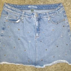 Wild Fable Studded Jean Mini Skirt Size 16 Juniors