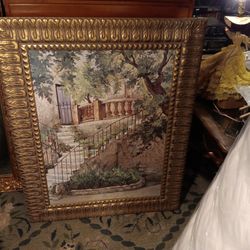 Vintage Oil Painting,and Vintage Studio Mirror For Sale$125.00 Each.