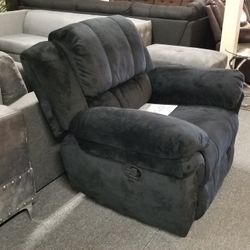 Brad New Black Padded Suede Manual Reclining Chair