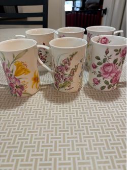 Set of 6 Stechcol Gracie Bone China Mugs