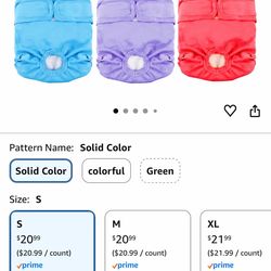 3 Pack Washable Female Dog Diaper with Suspender,Reusable Fixed Doggie Diapers Super Absorbent Leakproof for Dog in Heat Cycle-S