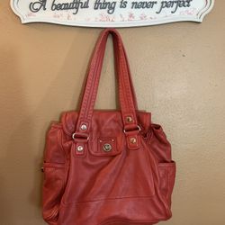 Marc Jacobs Soft Red Genuine Leather Turn-Key Shoulder Bag