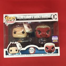 Funko Pop Tanjiro Kamado and Sakonji Urokodaki 2 pack SDCC Shared In HAND