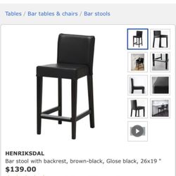 IKEA Henriksdal Bar Stools (2) w/ Leather Cover