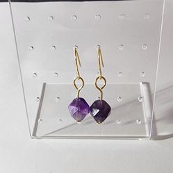 Amethyst And Gold Dangle Earrings