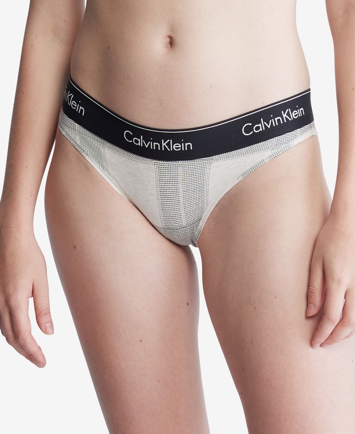 NWT! Calvin Klein Women's Modern Cotton Bikini Underwear - Plaid Oatmeal