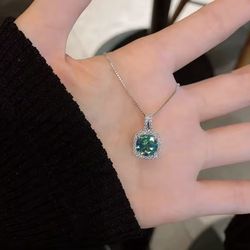 Pendant Necklace 925 Sterling Silver Ideal Cut Diamond