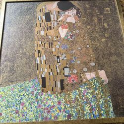 Gustav Klimt “The Kiss” — Large Framed Canvas Print