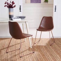 Dorian Dark Brown Leather Dining Chair (Set of 4) new in their box 