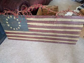 American Flag Wooden 4ft x 20"