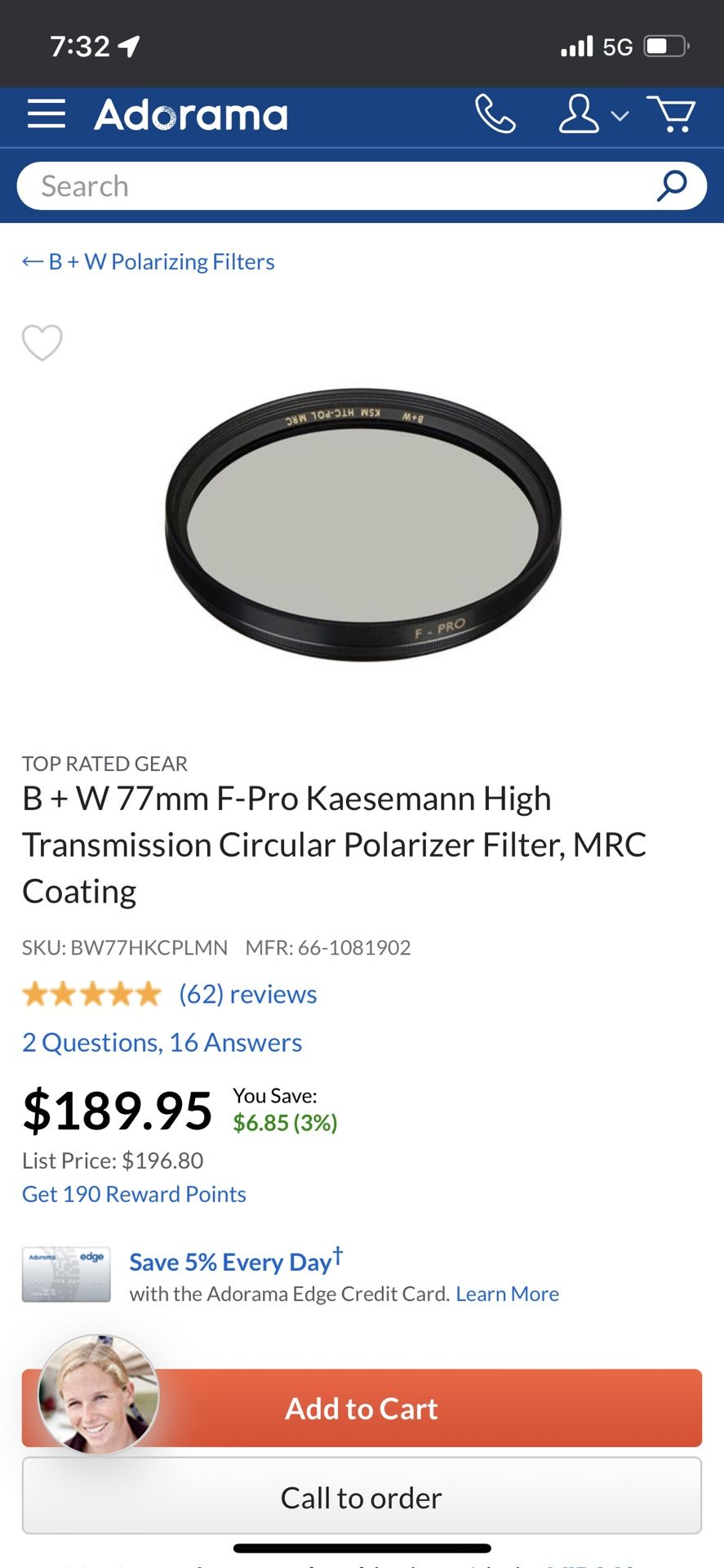 B + W 77mm F-Pro Circular Polarizer Filter, MRC Coating