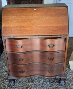 vintage Governor Winthrop style slant-front secretary desk