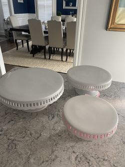 Trio Of White Cake Stands Thumbnail