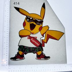 Iron On Heat Transfer  Good For T-shirts Sweaters Jackets T Shirt Design Size Is About 12x10 Pikachu #414