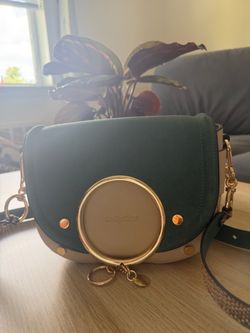 See by Chloé Mara Suede Crossbody – Green & Cream, Gold Hardware