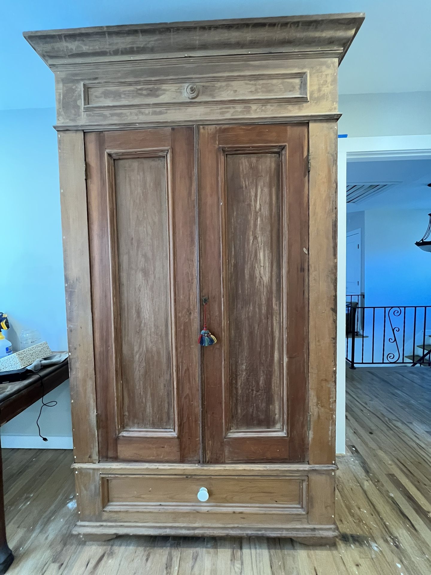 Antique FARMHOUSE 7.5 Ft Wood ARMOIRE 