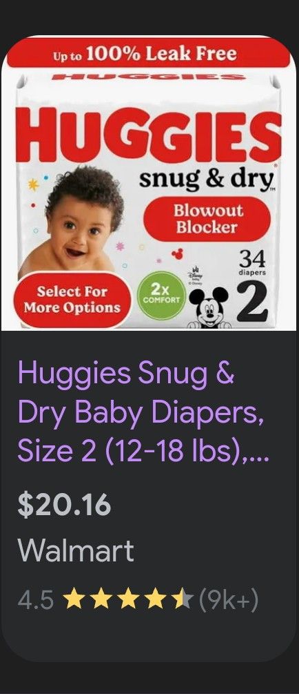 Huggies Diapers Size 2 (34) Count [4 Packs]