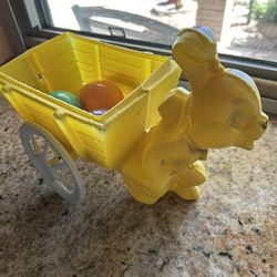 Vintage Blow Mold Rabbit & Cart