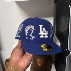 LA dodgers hat with designs all over size 71/8
