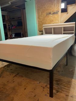 Twin Bed with Bookcase Headboard and Metal Frame