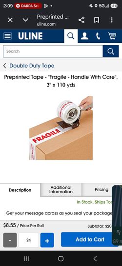 Fragile Handle With Care Packing Tape 3" wide x 110 yards long