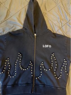Lemons on fire bedazzled Large Zip up hoodie $100