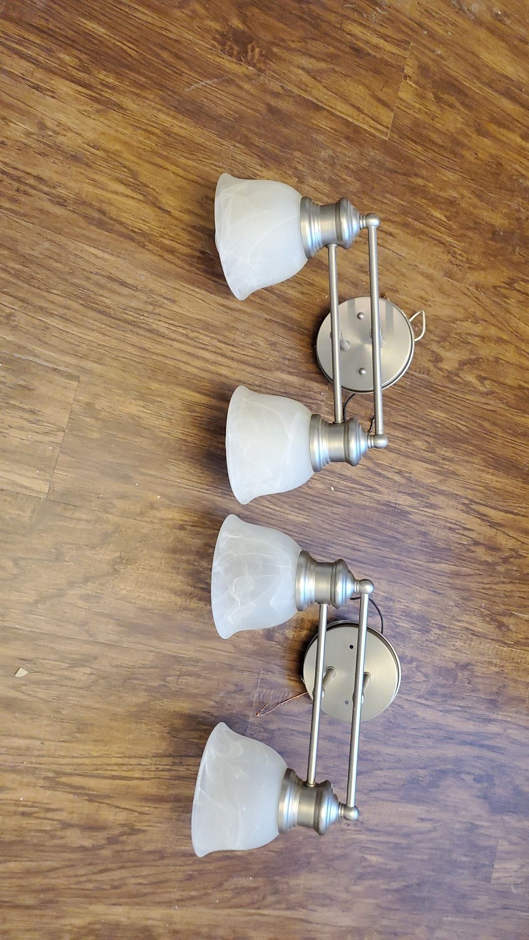 Brushed nickel frosted glass bath light fixtures