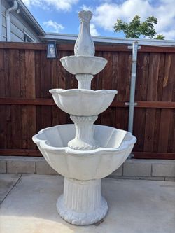 3-Tier Concrete Garden Water Fountain 6'4" Tall