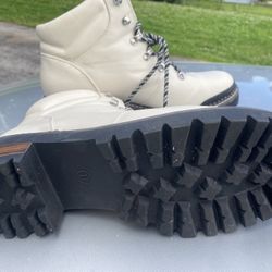 White Combat Type Boots