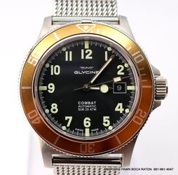 Glycine Combat Sub AUTOMATIC GL0090 42mm Watch S/S Mesh Band  Black Dial Pre-owned 