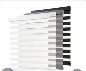 AOSKY Cordless Zebra Blinds for Windows Pull Down Roller Window Shades Dual Layer (75" W X 72" H?White)