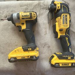 Dewalt impact drill and Dewalt multi tool with two batteries in great condition
