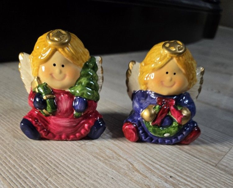 Vintage Ceramic Christmas Angel Salt & Pepper