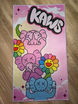🌸 KAWS Inspired Pink Flower Accent Rug | 32x22” | Non-Slip Room Decor 🌸