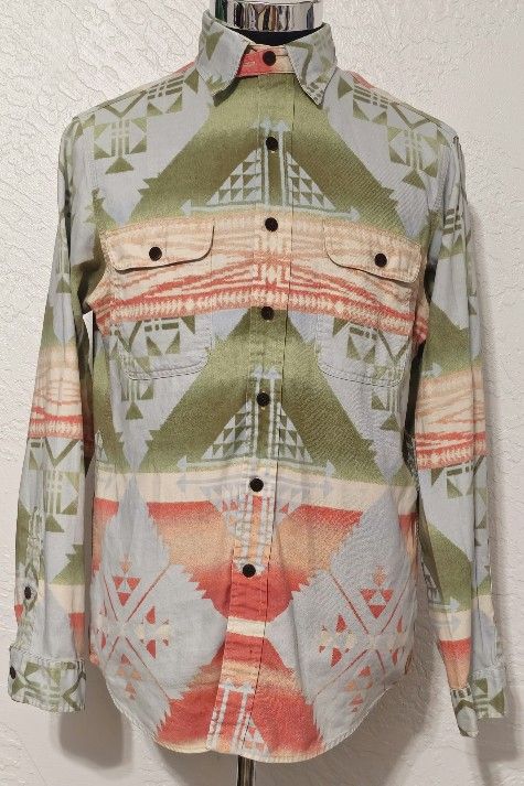 Vintage Polo Ralph Lauren Aztec Shirt Navajo Jacquard Lebowski Mens Medium 90s