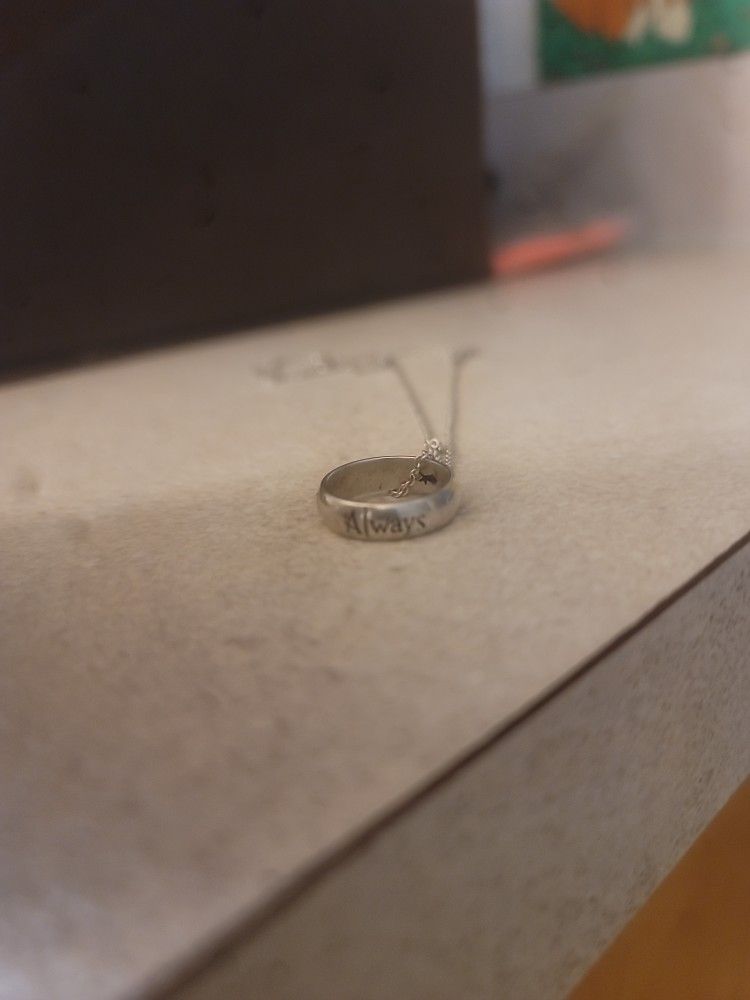 Harry Potter Sterling Silver 925 "Always" Ring With Chain Size 5