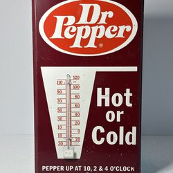 DR. PEPPER ADVERTISING TIN, WALL HANGING TEMPERATURE DISPLAY - VINTAGE