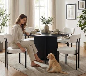 Light Beige Linen Dining Chairs (Set of 4)