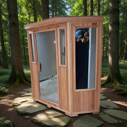 3-Person Corner Sauna with Chromotherapy Lighting in like new condition
