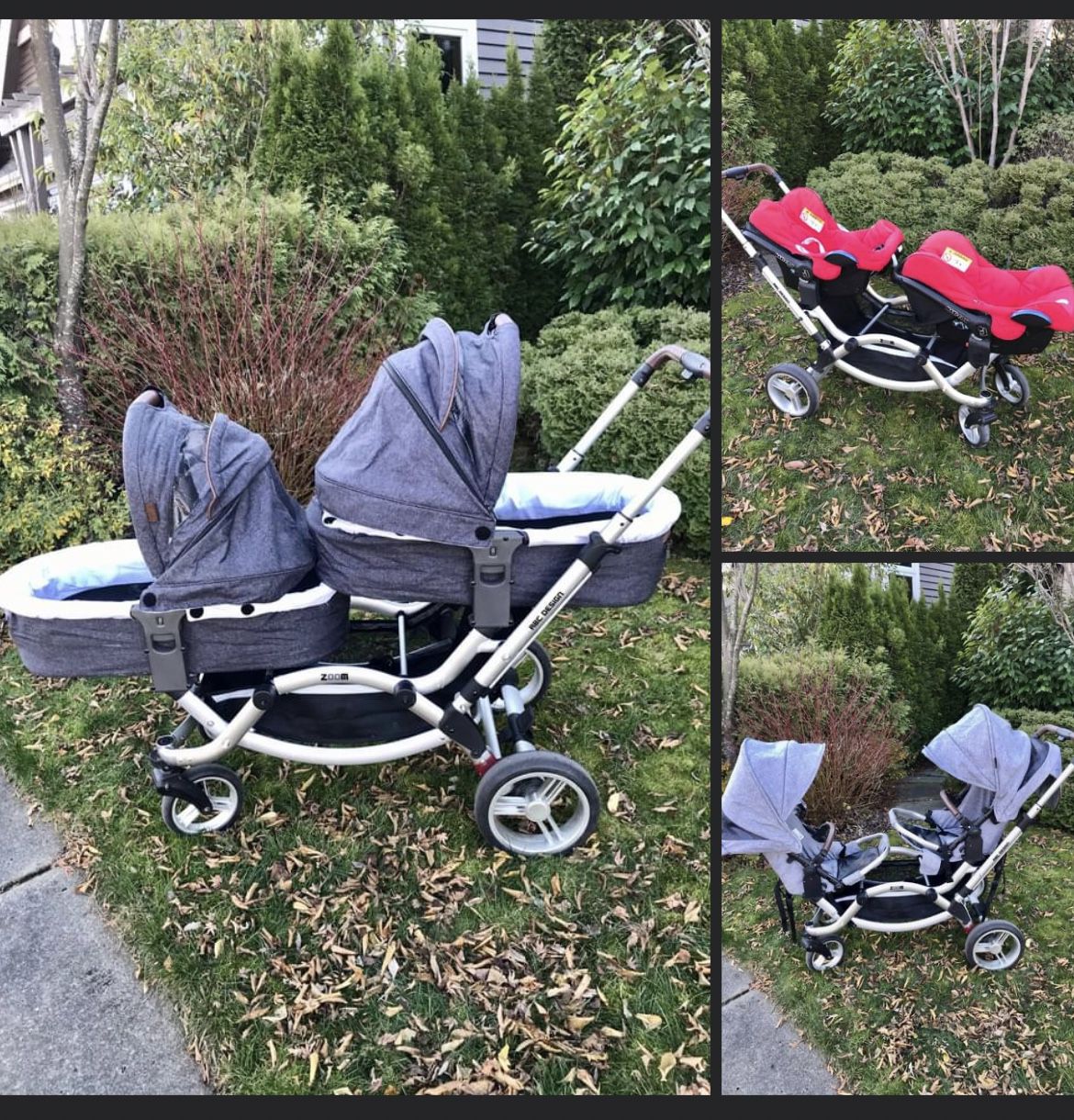 Twins Stroller- With Car seats, Bassinets And Seats- Germany