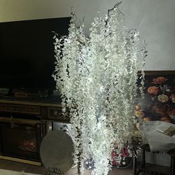 Beautiful, indoor white tree with lights