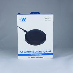JUST WIRELESS 10W QI WIRELESS CHARGING PAD WITH 4' TPU CHARGING CABLE - BLACK