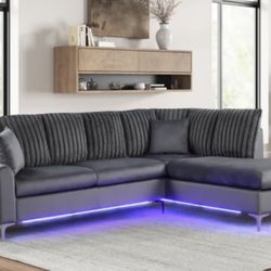 Grey Reversible Sectional With LEDs