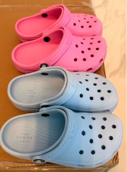 Girls Pink and Blue Crocs 11C