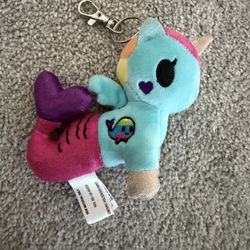 Tokidoki Mermicorno Aquamarina Plush 5" Clip On Keychain Rainbow Whale 2021