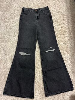 Black Distressed Flare Jeans